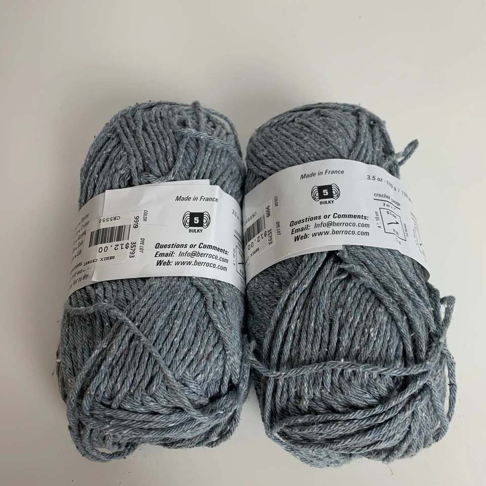 Berroco Remix Hilo Grueso Iluminado De 2 Madejas #9919 Gris Mancha Voluminoso Nuevo Sin Etiquetas Tejer Foto 2 de 4