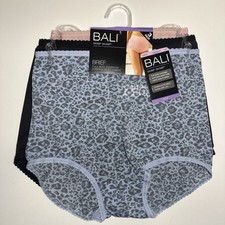 Bali Skimp Skamp Brief Panties 3-Pack Blue Pink DFA633 Nylon Women's M/6 NEW