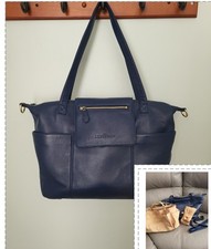 Lily Jade Blue Madeline Leather Baby Diaper Bag Carry All With Accessories Zip