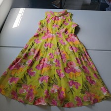 Karl Lagerfeld Paris Dress Womens 16 Yellow Floral High Neck Fit & Flare Midi