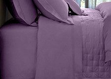 NWT Yves Delorme TRIOMPHE BRUYERE PURPLE FITTED SHEET 75x85" / 180x215 CM Sateen