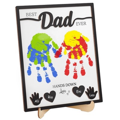 Best Dad Ever Hands Down Sign 10''x8'', DIY Gifts Fathers Day from Kids, White