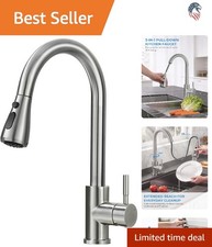 Instant Upgrade: Tool-Free Install Brushed Nickel Faucet with Pull Down Sprayer