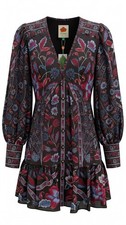 NWT FARM Rio Marcelle Long Sleeve Mini Dress Size XS V-Neck Tiered $248
