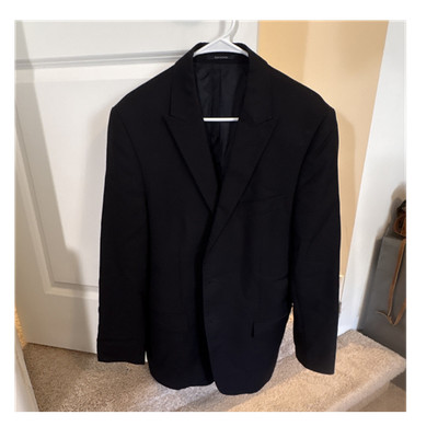 Versace Collection Black Wool Suit Jacket Single-Breasted 2-Button 52