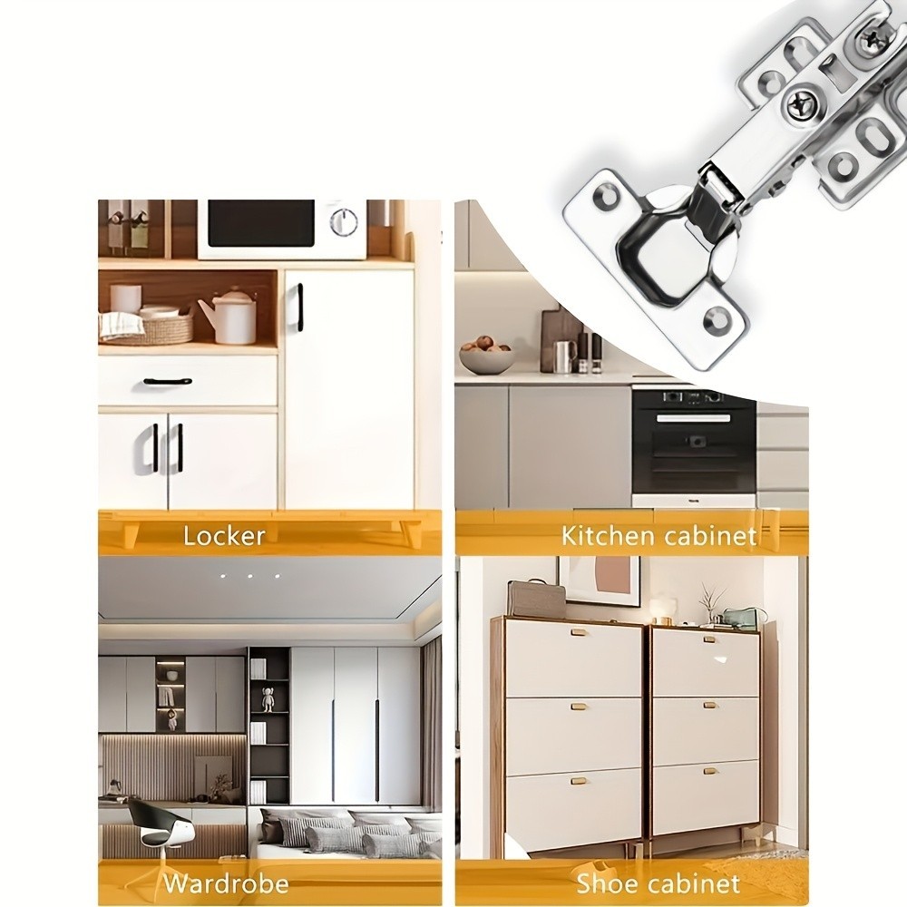 7PCS Stainless Steel Soft Close Cabinet Hinges - Durable for Kitchen & Wardrobe