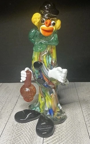 VINTAGE BLOWN GLASS MURANO CLOWN No Chips/cracks 6 Inches