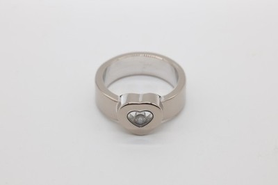 Chopard Happy Diamond Heart 18K White Gold Diamond Ring ~Size 7 Pre Owned