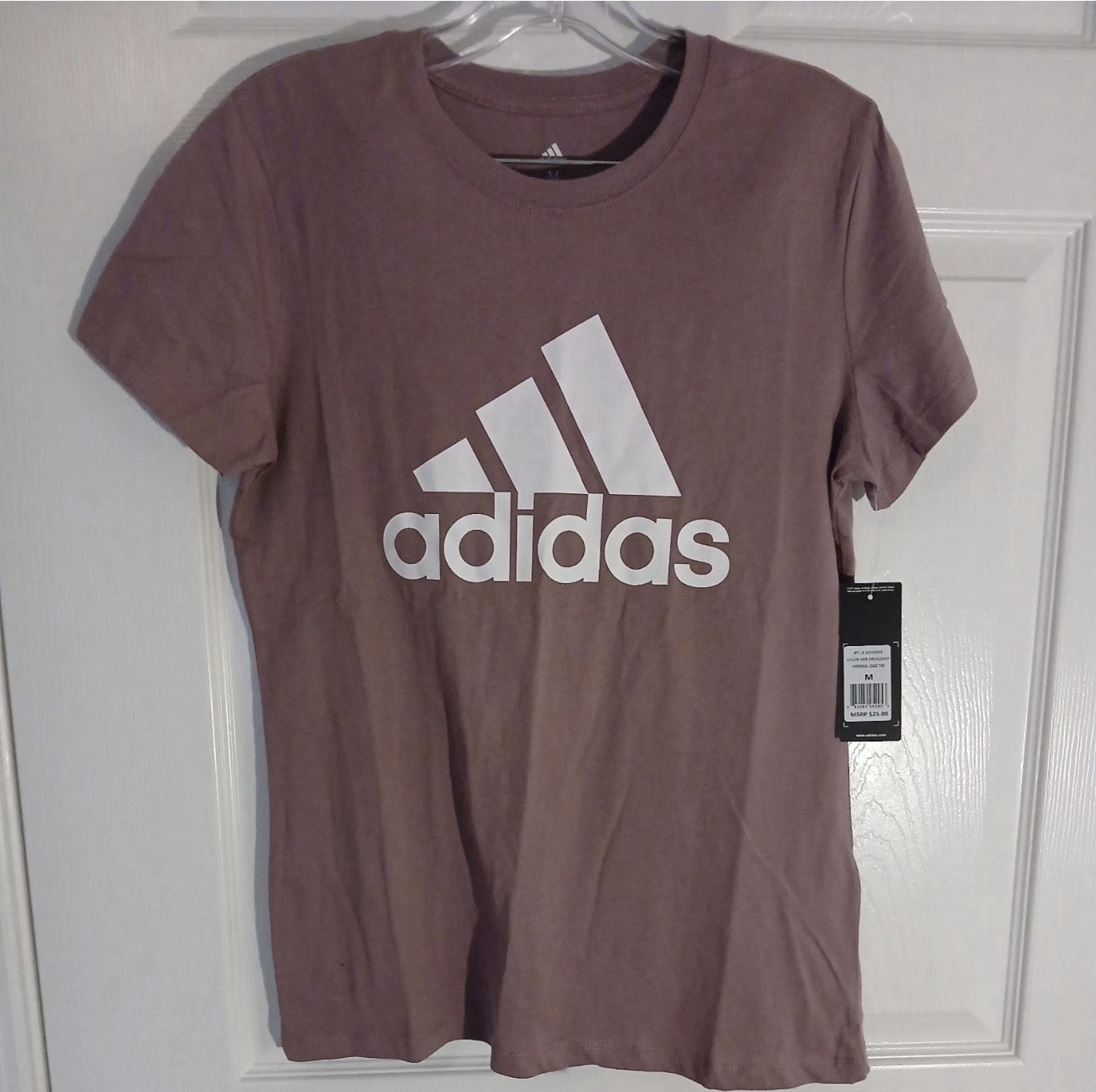Adidas Women’s Essentials Logo Short Sleeve Graphic T Shirt Mauve Purple