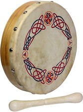 Glenluce Mini Bodhran mit Kipper. 8 Zoll Irische Trommel mit Knotwork Design.