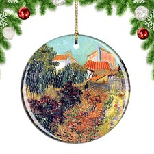 Van Gogh Garden Behind A House Painting Christmas ornament city travel souvenir