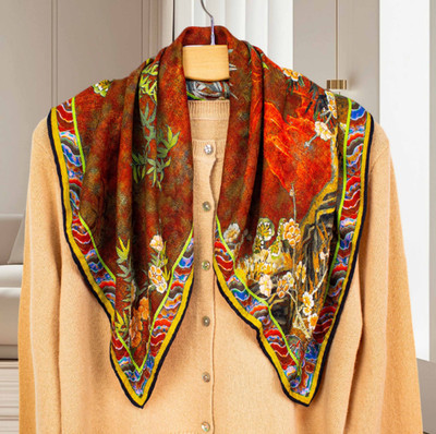 75% Cashmere 25% Silk Shawl Bandana Scarf tree Print Neckerchief 26'' Wrap new