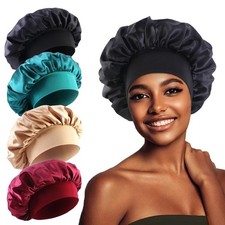 Satin Bonnet Silk Hair Bonnet Adjustable Bonne for Sleeping with Tie Band LOT