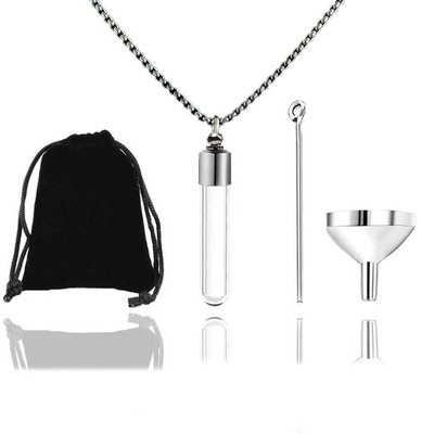 Glass Vial Necklace Pendant Small Clear Bottle Necklaces with Screw Cap Mini ...