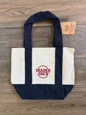 Trader Joe's Mini Canvas Tote Bag Limited Edition Navy Blue NWT