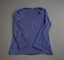 THE ROW CASHMERE/SILK NAVY V-NECK PULLOVER LONG SLEEVE SWEATER Sz L