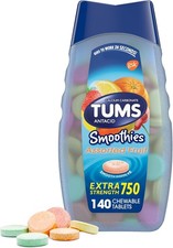 TUMS Smoothies Extra Strength 140 Count Heartburn Relief Assorted Fruit Chewable