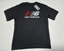 New Balance Men's Center Multi Color Logo Classi Sports Running  T-Shirt Black