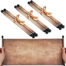 3Pcs Blank Scroll Paper with Wood Rods 7x15-3/4Inch Blank Old Paper Scrolls t...