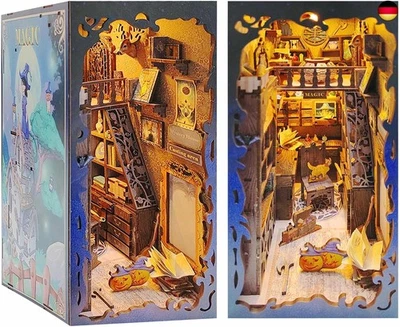 Cuteefun DIY Book Nook Kit, 3D Holzpuzzle für Erwachsene, Booknook Bücherregal E