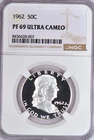 1962 Franklin Half Dollar Proof NGC PF 69 ULTRA CAMEO PR 69 DCAM Top Pop Coin