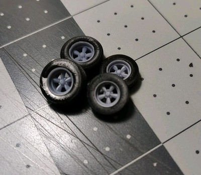 1/64 Scale Torq Thrust Wheels/Tires  Resin Set For Hot Wheels Matchbox 