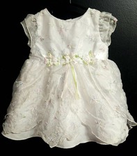 Vintage Youngland White Embroidered Baby Party Dress Size 12 Months