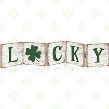 Rustic Wooden Lucky Clover Table Sign for St. Patrick's Day Decor