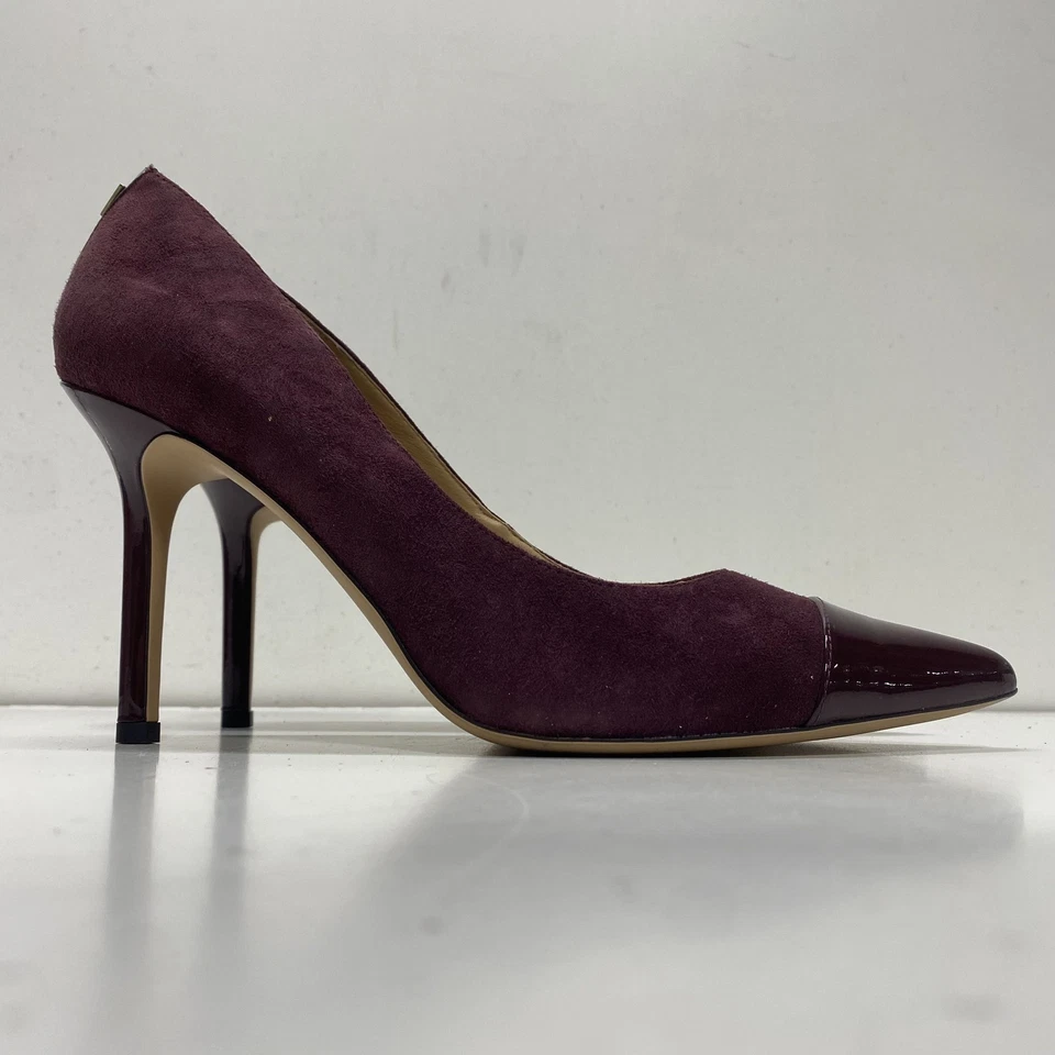 Lauren Ralph Lauren Mujer Lindella 11424 F19 Borgoña Cuero Tacones Talla 9B Foto 3 de 4