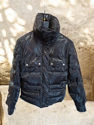 BELSTAFF DAMEN DAUNENJACKE SCHWARZ GLÄNZEND MADE IN ITALY GR 42 ECHTE DAUNEN DOWN JACKET 