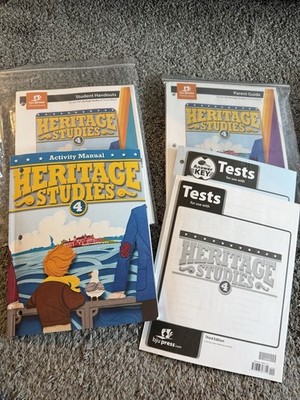 BJU Press Heritage Studies 4 Set Third Activity Manual Handouts Tests Key Guide