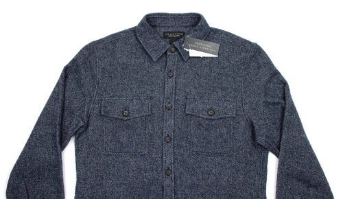 Bloomingdales Wool Overshirt Jacket Mens M Deep Blue Button Front Men's Store image 5