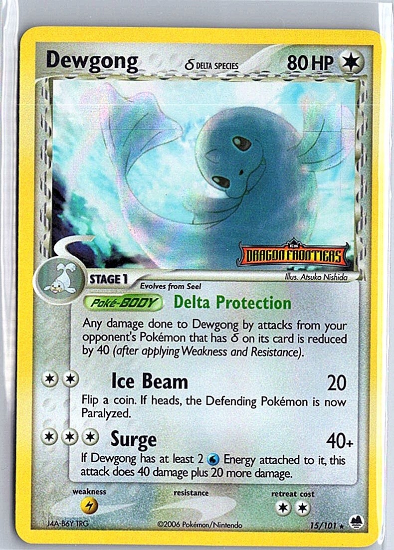 Pokemon Card - Dewgong Dragon Frontiers 15/101 Rare Reverse Holo Stamped LP