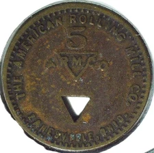 RARE - THE AMERICAN ROLLING MILL CO. GFT 5¢ - ZANESVILLE, OH - TC#719218 EC 2639