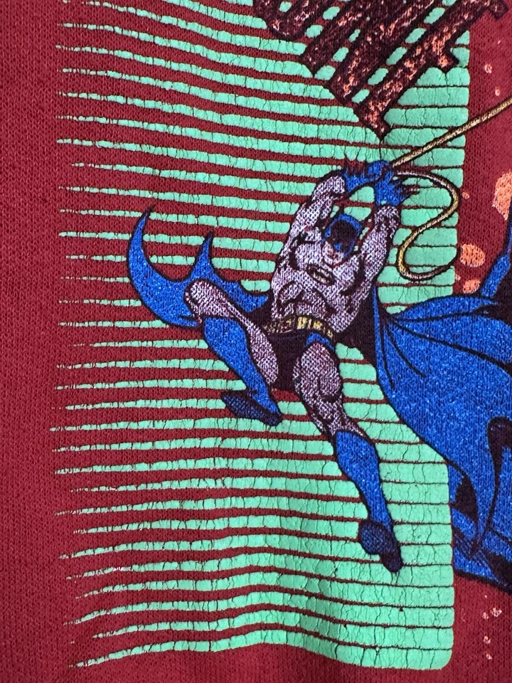 Sudadera De Colección Años 90 Niños Niños Batman Gráfico Rojo Pintura Puff Talla Mediana 5-6 Cómic Foto 3 de 4