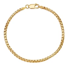 Kylie Harper Men's Thick 8.5" Italian 14k Gold Over Silver Round Box Chain