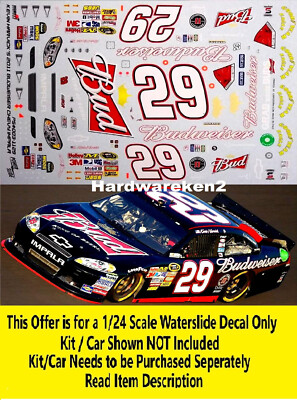 NASCAR DECAL #29 BUDWEISER 2011 CHEVROLET IMPALA KEVIN HARVICK 1/24