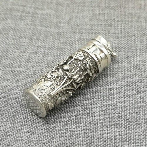 925 Sterling Silber Lotus Zylinder Medaillon Anhänger Gebetsbox für Halskette - Bild 4 von 11