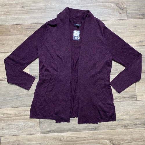 Apt 9 Womens Petite Open Front Cardigan With Waist Detail Size PXL Plum & Black