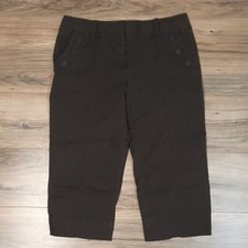 LOFT Ann Style Brown Capri Pants Size 12 with button accented pockets