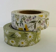 2 Rolls Daisy WildFlowers Floral  Washi Tape Decorative Planner Supply Craft