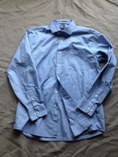 TOMMY HILFIGER MEN  S REGULAR FIT CHECKED BLUE SHIRT 100 COTTON SIZE 16-16 1/2