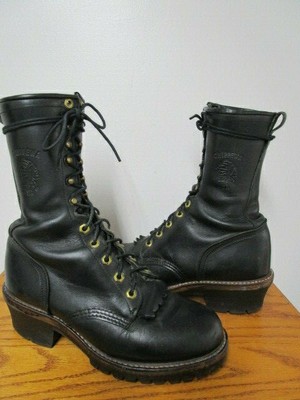 chippewa logger boots black