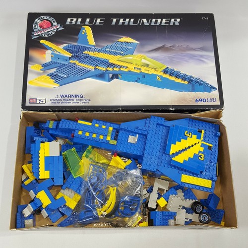 Mega Bloks Pro Builder Blue Thunder Fighter Jet Airplane Building Block