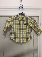 Chaps Infant Yellow & Blue with Red Plaid Button Front Dress Shirt Size 6 Months