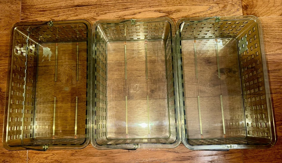 InterDesign iDESIGN Large Grid Tote/Organizer, Green, Stackable, Lot of 3 - Image 3 of 4