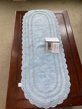 20" x 54" CROCHETED BORDER 100 COTTON LT BLUE NWT BATH MAT