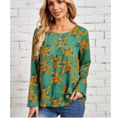 Women New Lovely Allover Flora Print Blouse S