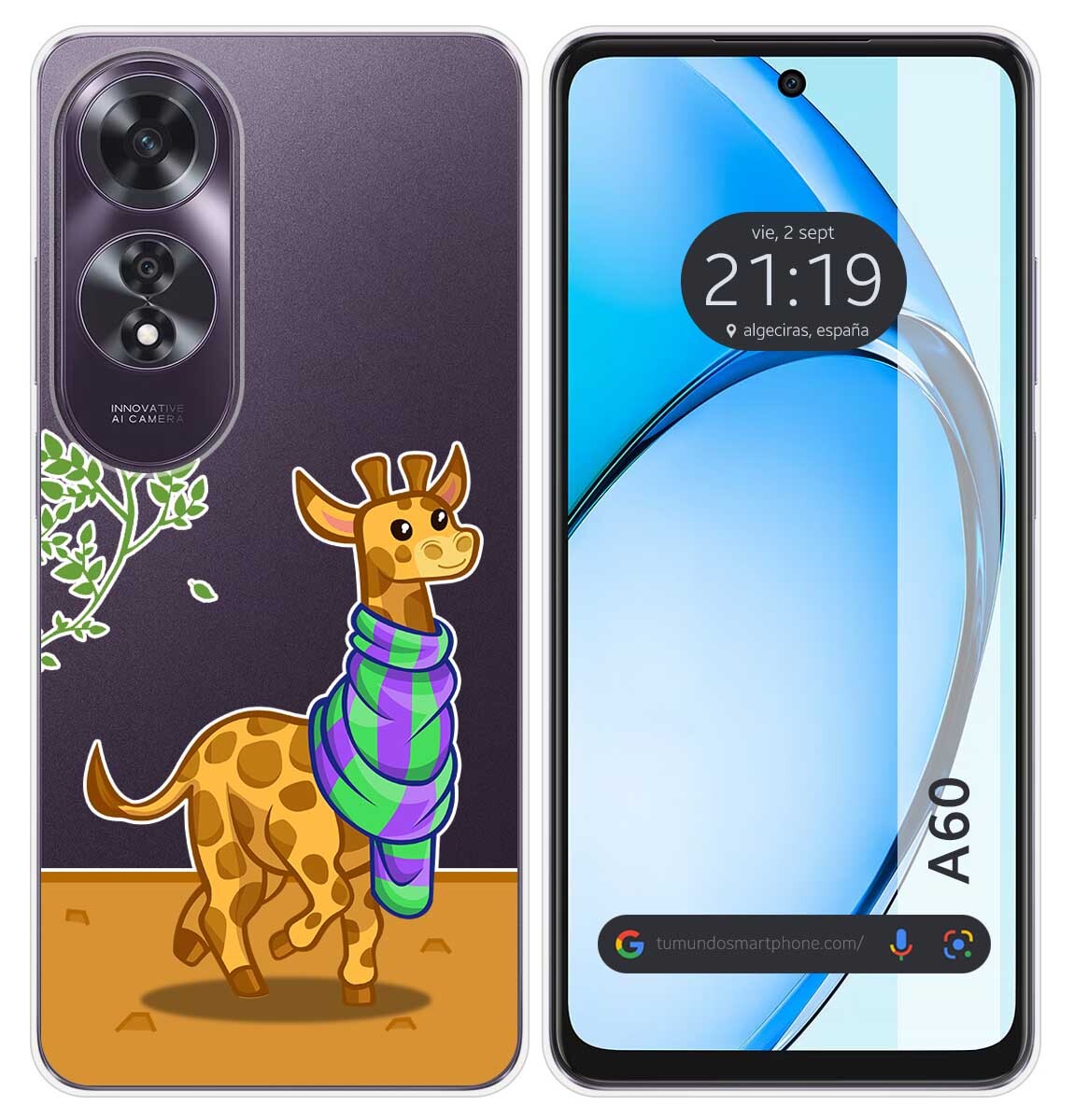 Cover Silicone Trasparente per Oppo A60 4G Disegno Giraffa Disegni