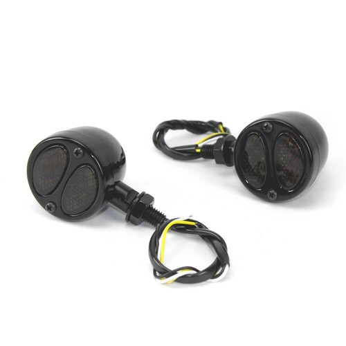 Motorcycle Front Turn Signals Blinkers w/Running Light For Harley Bobber Cruiser - Picture 7 of 8